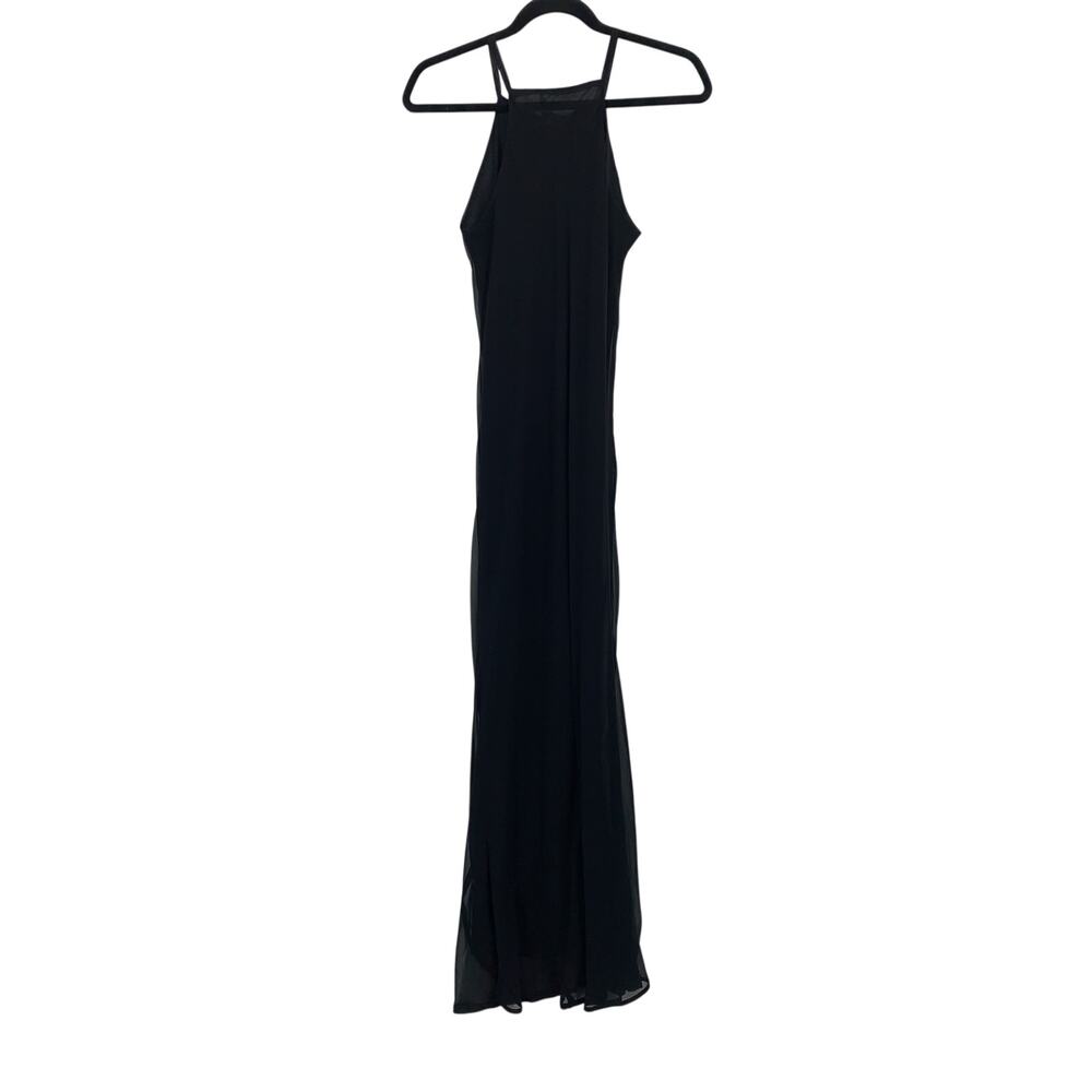 Vintage 90s Express Maxi Dress Womens XXS Black Halter Neck Sheer - Picture 2 of 6